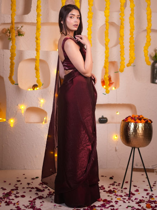 Embellished Maroon Color Silk Saree