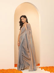 Embellished Silver Color Silk Saree