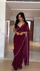 Beautiful Purple Color Ready To Wear Saree