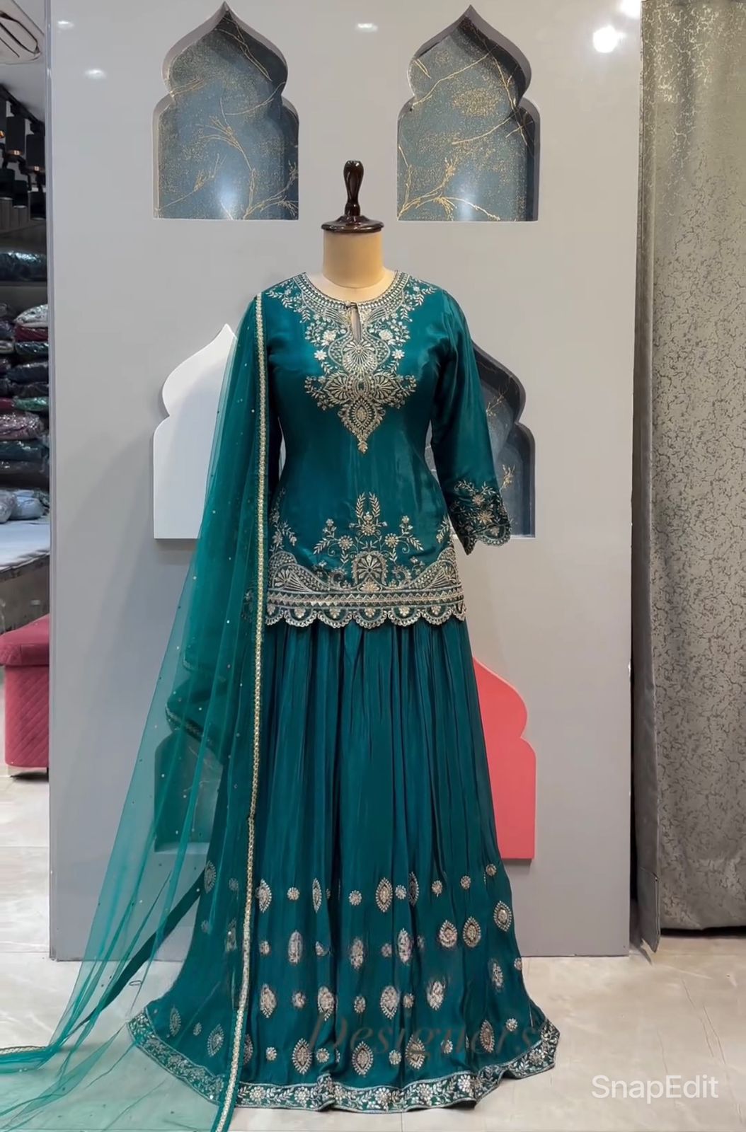 Classy Sequence Work Rama Color Sharara Suit