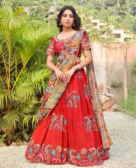 Beautiful Embroidery Work Red Color Lehenga Choli