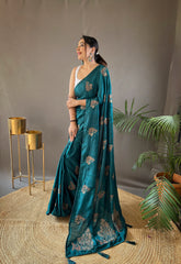 Mesmerizing Jacquard Rama Color Saree