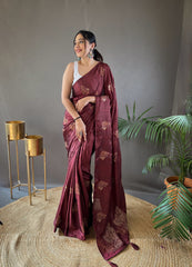 Mesmerizing Jacquard Rama Color Saree