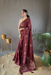 Mesmerizing Jacquard Rama Color Saree