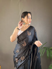 Mesmerizing Jacquard Black Color Saree