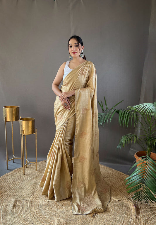 Mesmerizing Jacquard Beige Color Saree