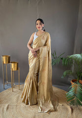 Mesmerizing Jacquard Beige Color Saree