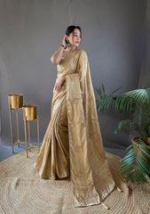 Mesmerizing Jacquard Beige Color Saree