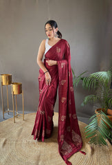 Mesmerizing Jacquard Red Color Saree