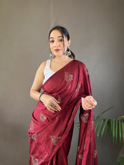 Mesmerizing Jacquard Red Color Saree