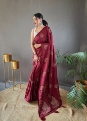 Mesmerizing Jacquard Red Color Saree