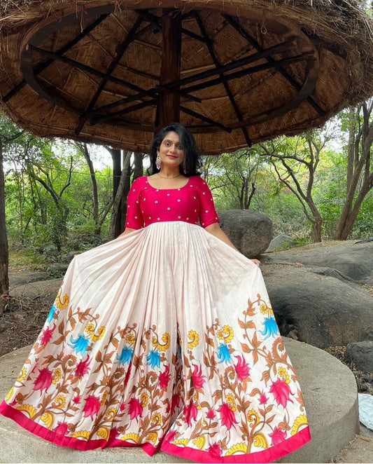 Awesome Kalamkari Print Pink Color Gown