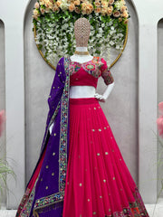 Embellishe Thread With Sequence Work Pink Color Lehenga Choli