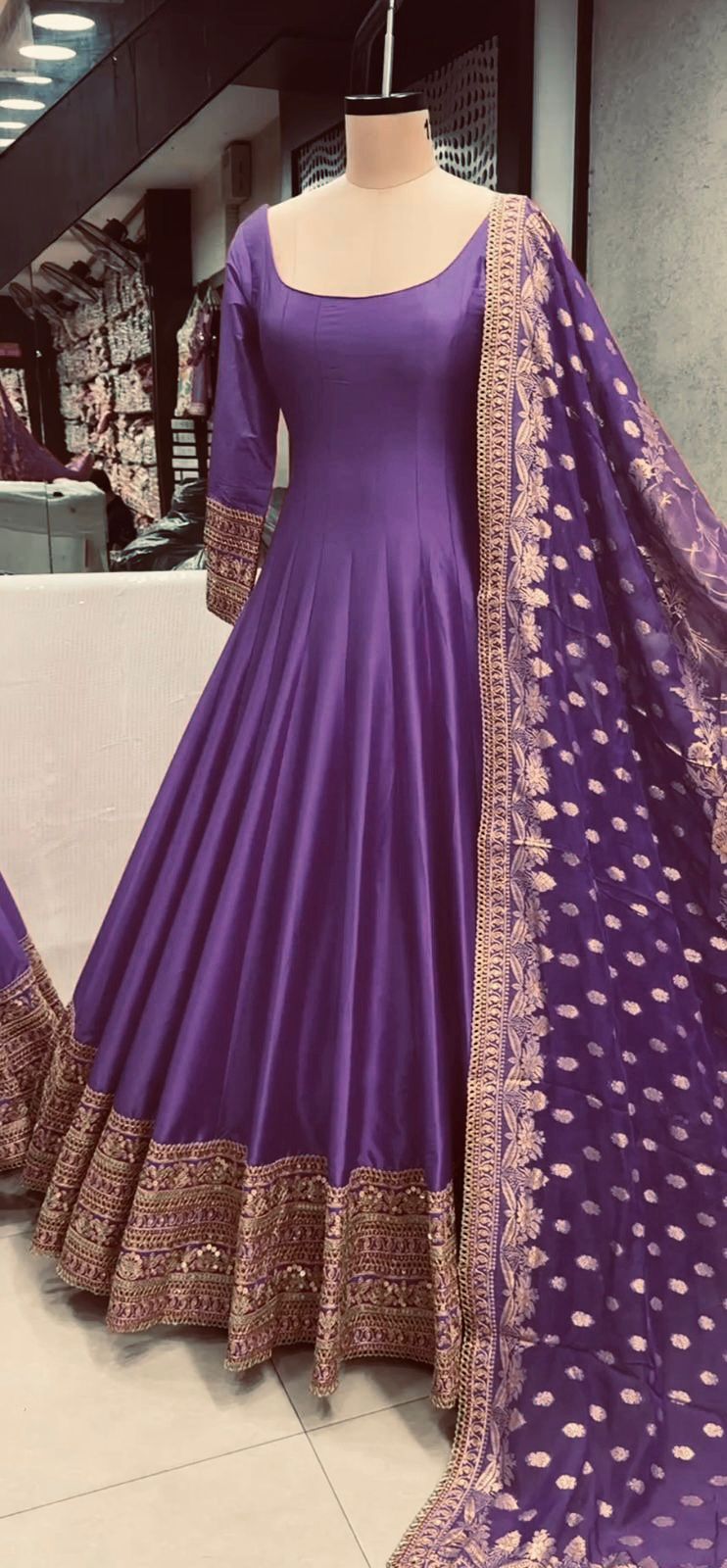 Marvelous Sequence Work Purple Color Gown