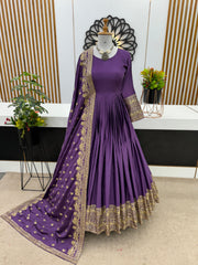 Marvelous Sequence Work Purple Color Gown