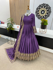 Marvelous Sequence Work Purple Color Gown