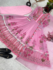 Terrific Pink Color Digital Print Work Anarkali Suit