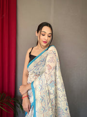 Preferable Malai Cotton Sky Color Saree