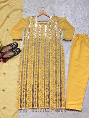 Preferable Yellow Color Embroidery Work Salwar Suit