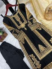 Alluring Black Color Embroidery Work Salwar Suit