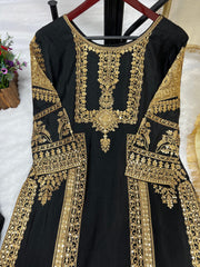 Alluring Black Color Embroidery Work Salwar Suit