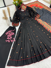 Stunning Embroidery Work Black Color Anarkali Suit