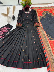 Stunning Embroidery Work Black Color Anarkali Suit