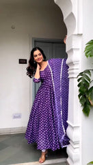 Purple Color Digital Printed Gown With Duppata