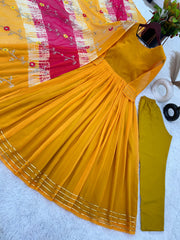 Embellished Heavy Chinon Silk Yellow Color Gown