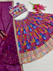 Traditional Wear Embroidery Work Purple Color Lehenga Choli