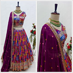 Traditional Wear Embroidery Work Purple Color Lehenga Choli