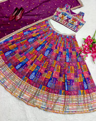 Traditional Wear Embroidery Work Purple Color Lehenga Choli