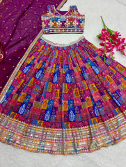 Traditional Wear Embroidery Work Purple Color Lehenga Choli