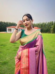 Innovative Dusty Pink Color Paithani Weaving Saree