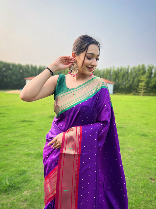 Innovative Purple Color Paithani Weaving Saree