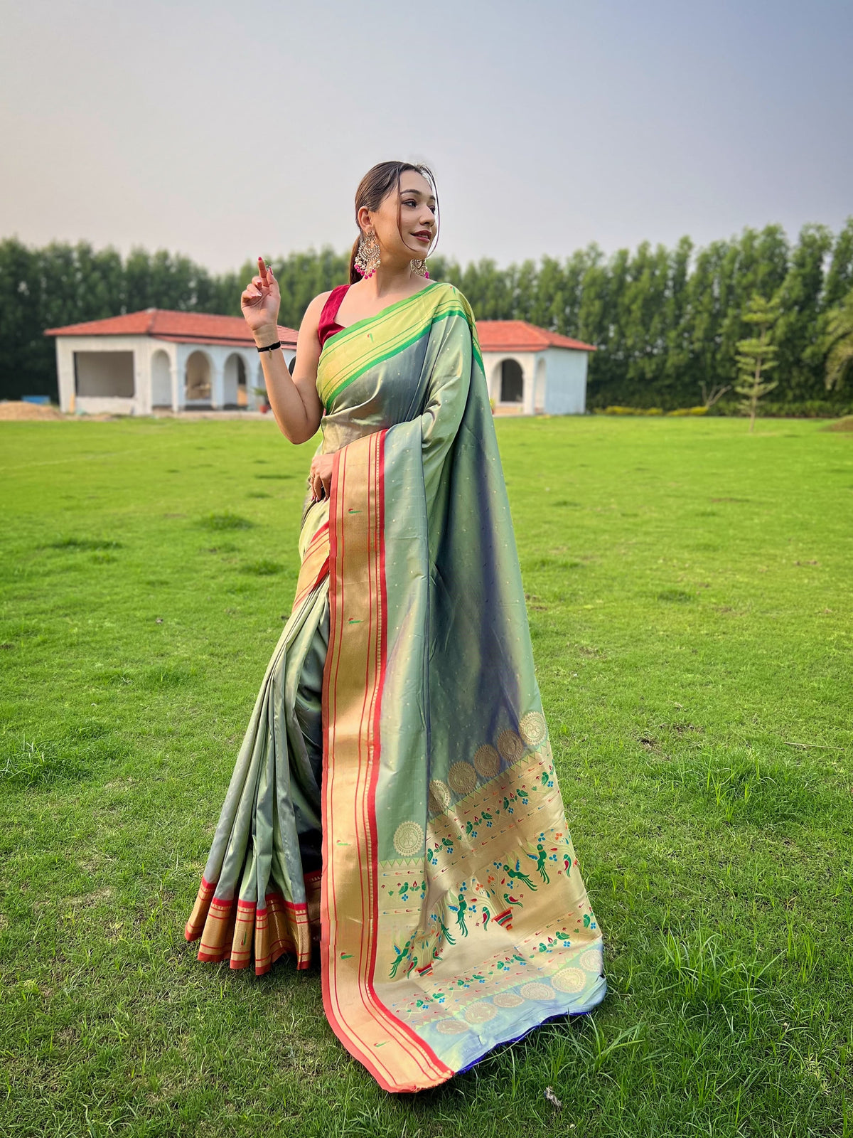 Innovative Pista Color Paithani Weaving Saree