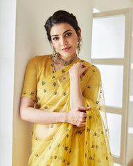 Glorious Yellow Color Thread & Sequence Work Saree