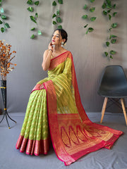 Festive Wear Green Color Organza Rich Pallu Saree