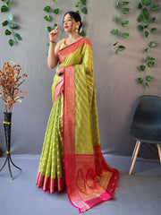 Festive Wear Green Color Organza Rich Pallu Saree