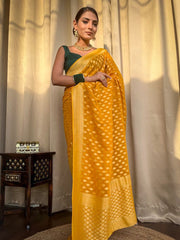 Good Looking Haldi Wear Yellow Color Lichi Silk Saree