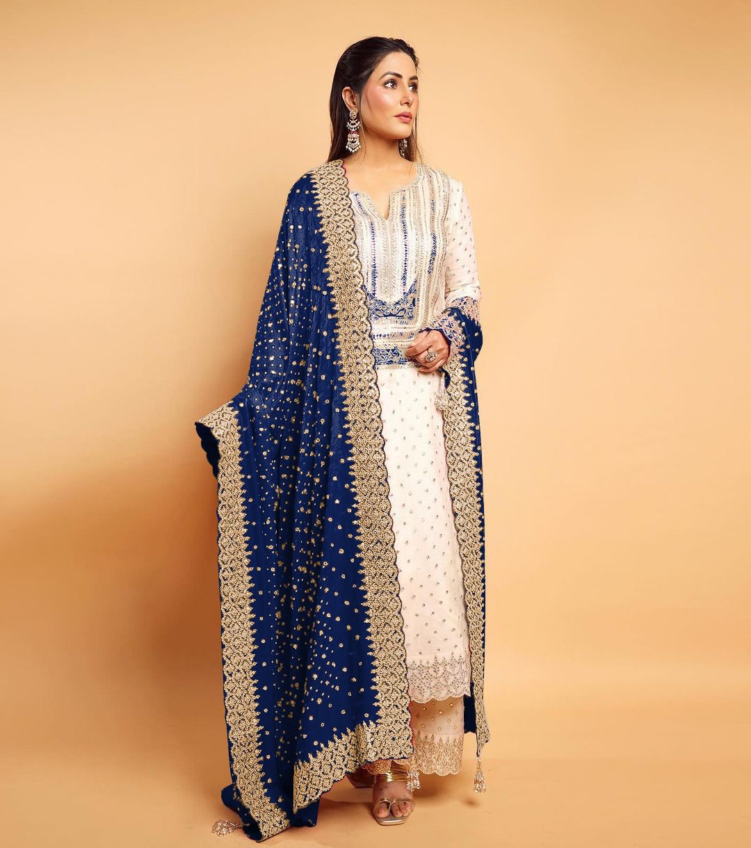 Marvelous Georgette Sequence Work Blue Color Anarkali Suit