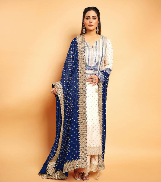 Marvelous Georgette Sequence Work Blue Color Anarkali Suit