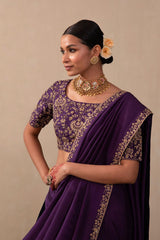 Bollywood Wine Silk with Heavy Embroidery Work Saree