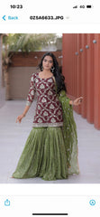 Function Wear Green Color Sequence Work Sharara Suit