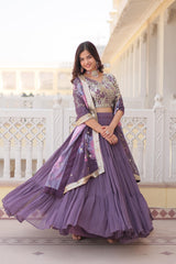 Fantastic Georgette Sequence Lavander Color Lehenga Choli