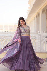 Fantastic Georgette Sequence Lavander Color Lehenga Choli