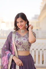 Fantastic Georgette Sequence Lavander Color Lehenga Choli