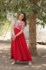 Mesmerizing Georgette Sequence Work Red Color Gown