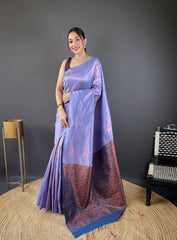 Shining Zari Weaving Purple Color Silk Saree