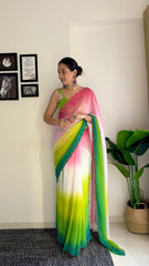 Luxuriant Blouse With Perrot Multi Color Shade Saree